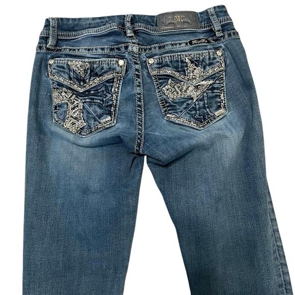 Miss Me Sequin Layered Cross Mid-Rise Easy Skinny Jeans - Picture 4 of 6